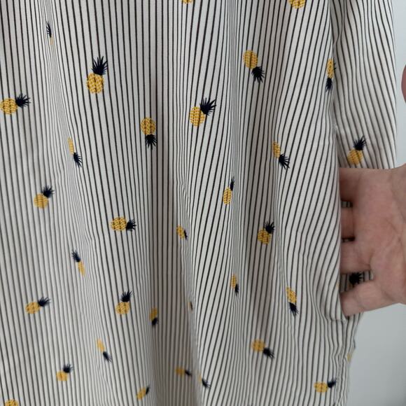 Soprano Gray/Yellow/Blue Pineapple Off Shoulder Mini Dress Womens Medium Striped - Picture 7 of 9